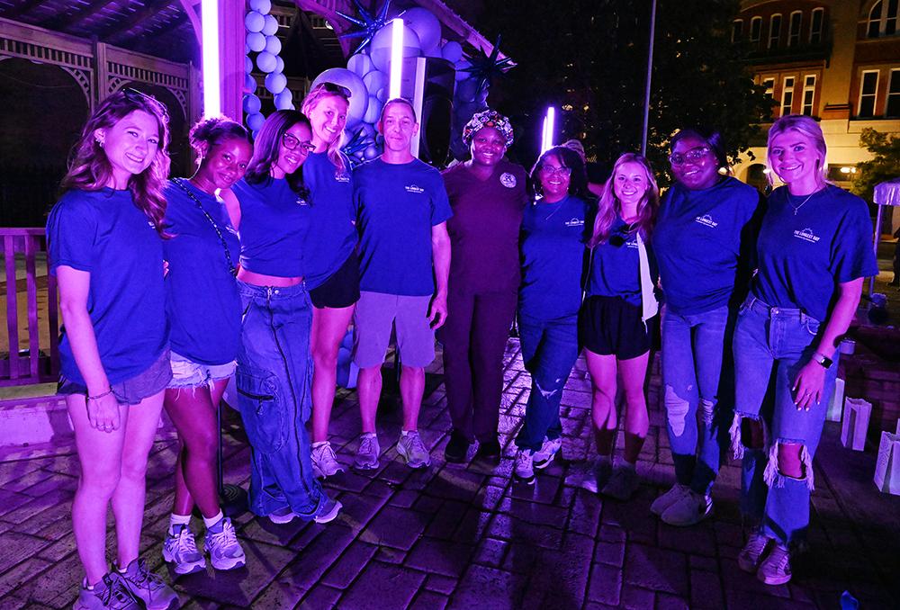 MSU-Meridian nursing students pose at Paint the Plaza Purple, an annual fundraising event.