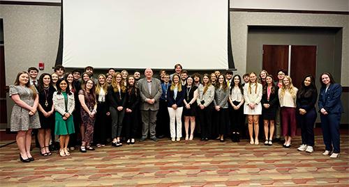 New Tau Beta Pi Honor Society inductees are pictured with guest speaker Ray Dillon, an MSU chemical engineering alumnus and member of Tau Beta Pi, who joined this year’s induction celebration to deliver a keynote address.