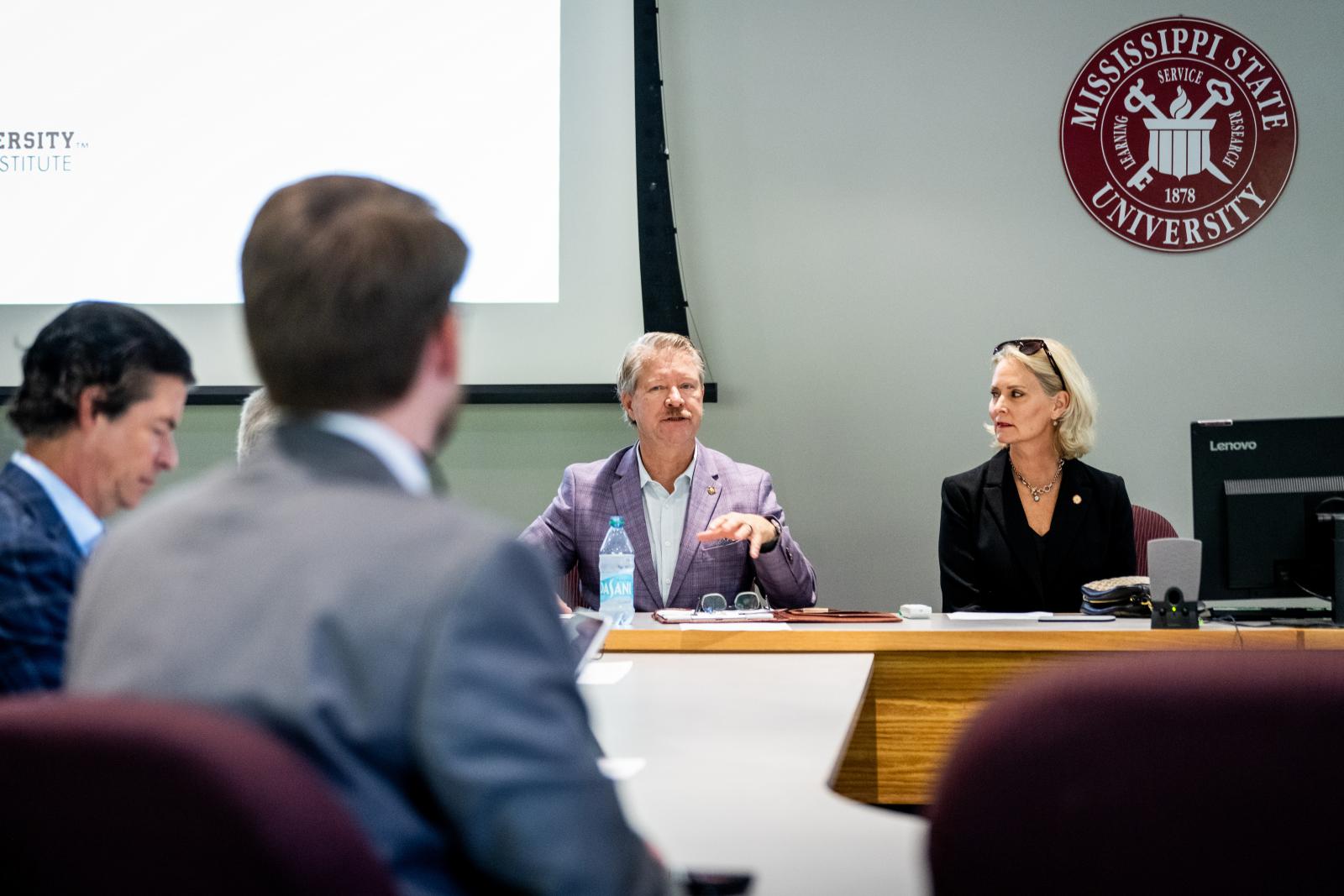 Chairs of the AI Legislative Task Force state Sen. Bart Williams of Starkville and state Rep. Jill Ford of Madison attend the meeting held at Mississippi State on Thursday [Sept. 25].