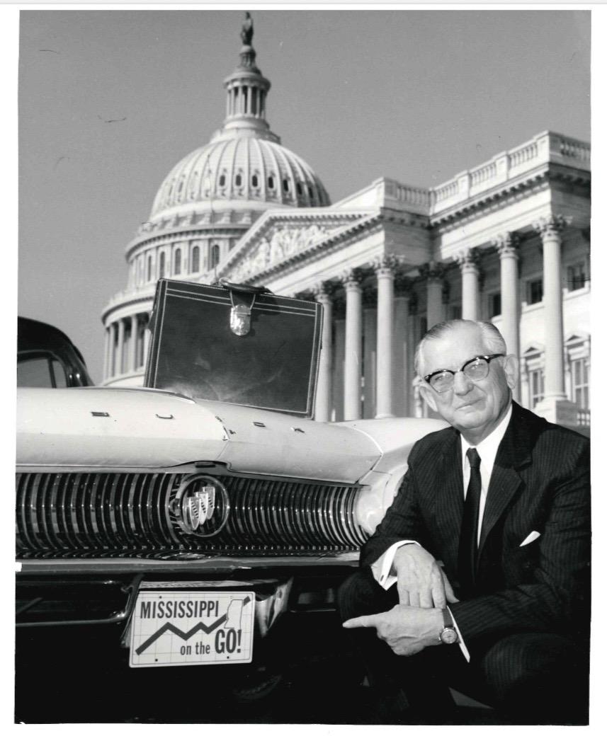 photo of the late Sen. John C. Stennis in front of the capital.