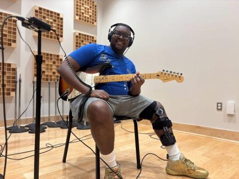 Photo of Kirk Johnson playing in MSU's Music Building