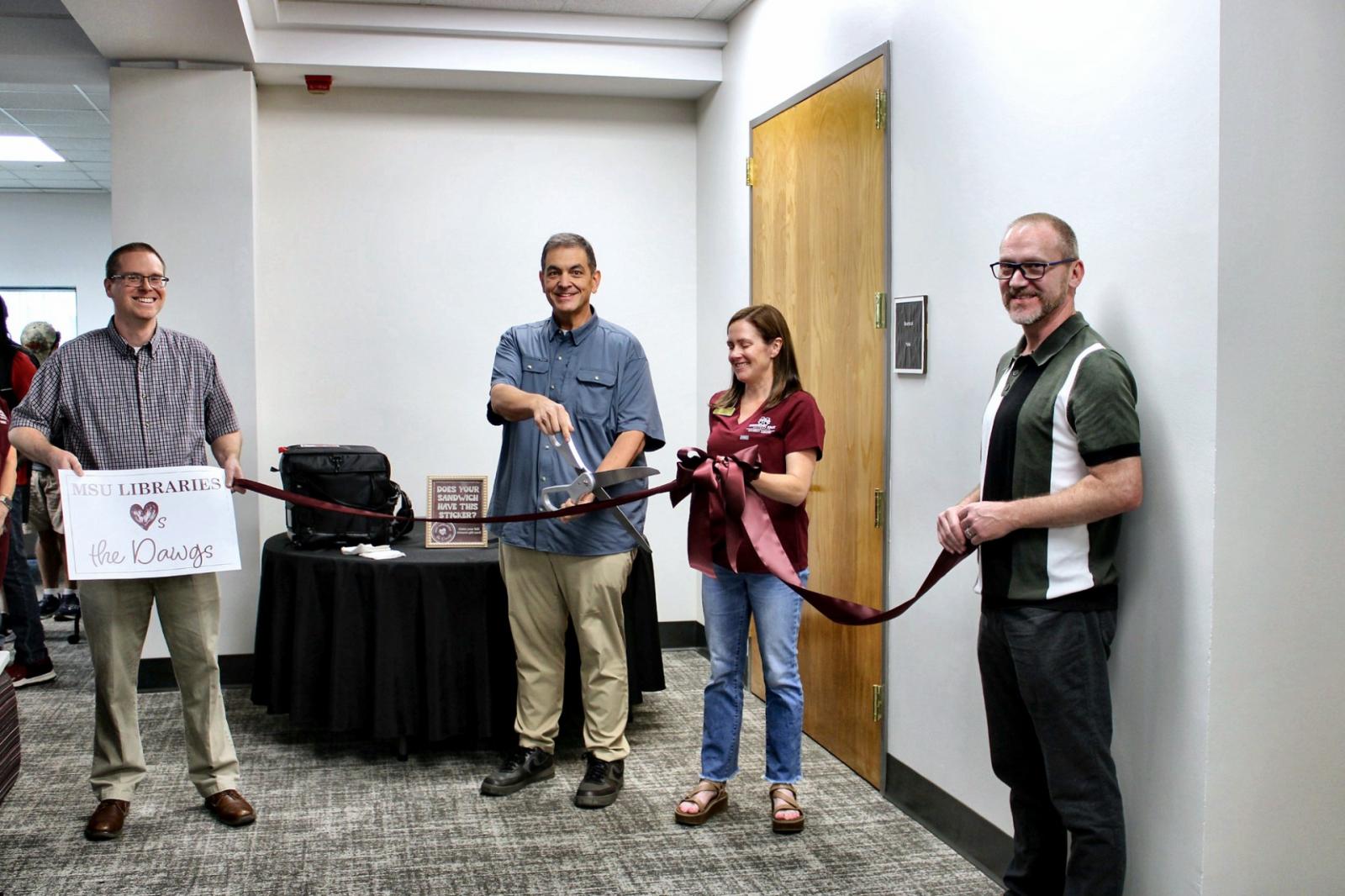MSU Libraries Associate Dean for Archives and Special Collections David Nolen; Assistant Dean for Technology and Operations Paul Huddleston; Dean of Libraries Lis Keith; and Associate Dean for Research Derek Marshall.