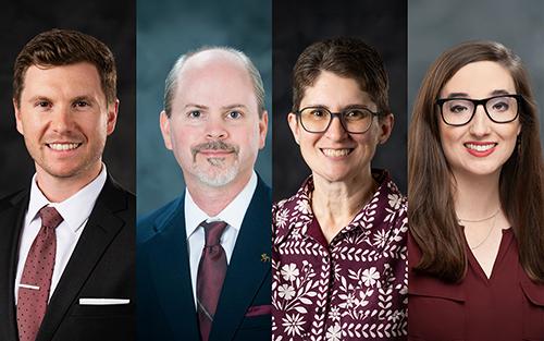A composite photo featuring portraits of John Carver Middleton, Brian Smith, Lesley Strawderman and Emily Wall.